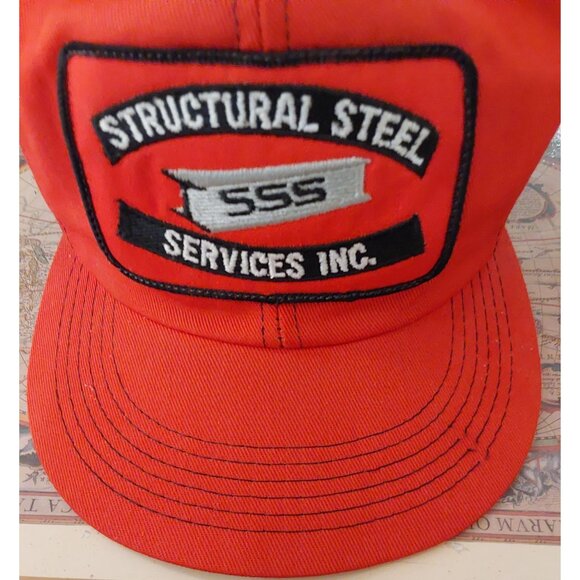 Vintage Orange & Black Snapback Trucker Hat Structural Steel Services Mesh Back - Picture 2 of 6